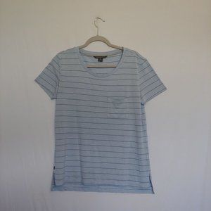 Free Fly striped short sleeve womens soft light blue Bamboo tshirt M
